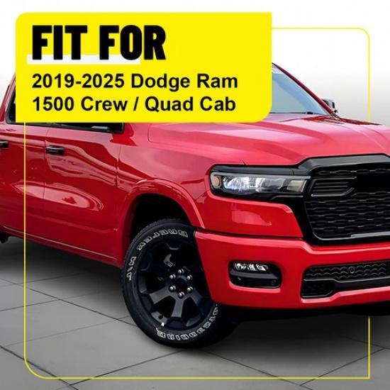 Подходит для -2025 Dodge Ram 1500 Quad Cab Черные стойки и накладки на двери, накладки на окна