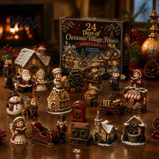 Daily Surprise Mini Game 24 Days Advent Calendar 2026, Highland Cow/Horse/Dog Figures Christmas Countdown Small Figurine Collection Calendar,
