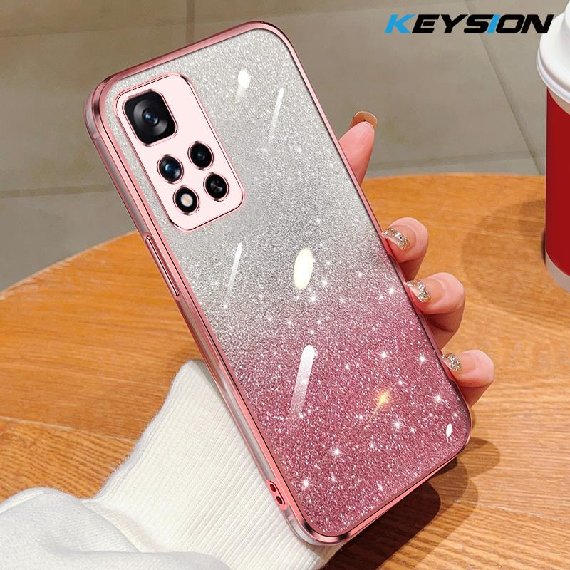 KEYSION Роскошный чехол-бампер с покрытием и блестками для Redmi Note 11 Pro 11S 5G 11 Pro+ 5G, прозрачный, из мягкого ТПУ, противоударный