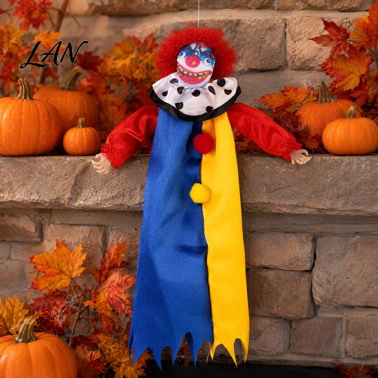 Wrinkle-resistant Horror Party Decor Halloween Decoration, Scary Hanging Clown Pendant with Satin Cloak, Layered Atmosphere Props Jester Plush