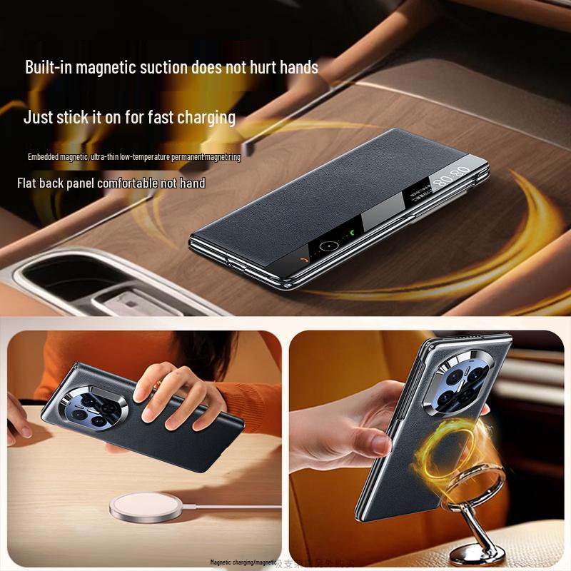 TWICEVERSE Чехол-книжка из натуральной кожи для Huawei Mate X7 / X7 Collector's Edition