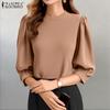 Women Casual O-neck 3/4 Sleeve Elegant Blouse