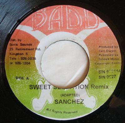 7-дюймовая пластинка SANCHEZ - Sweet Sensation Remix SIN027 Badd Jamaica Регги, Ска и Даб Б/У