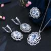 Noble And Elegant 3A Zircon Jewelry Earrings Ring Necklace Three-Piece Bridal Wedding Dinner Accessories