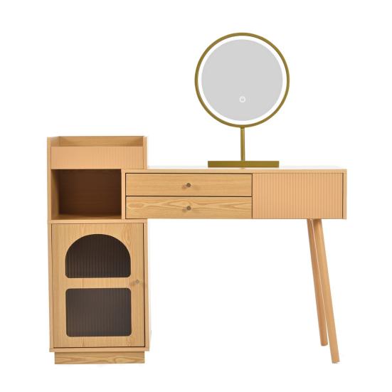 Туалетный столик Прочная несущая способность Достаточная емкость для хранения Просторный настольный дизайн со светодиодной подсветкой и зеркалом Трехцветный стол без заусенцев