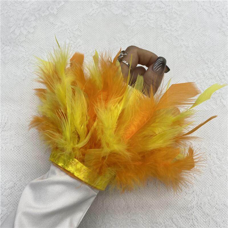 1 шт., манжеты из страусиного пера из натурального меха, манжеты из страусиных перьев, браслет с застежкой, манжеты из перьев, рукав на запястье