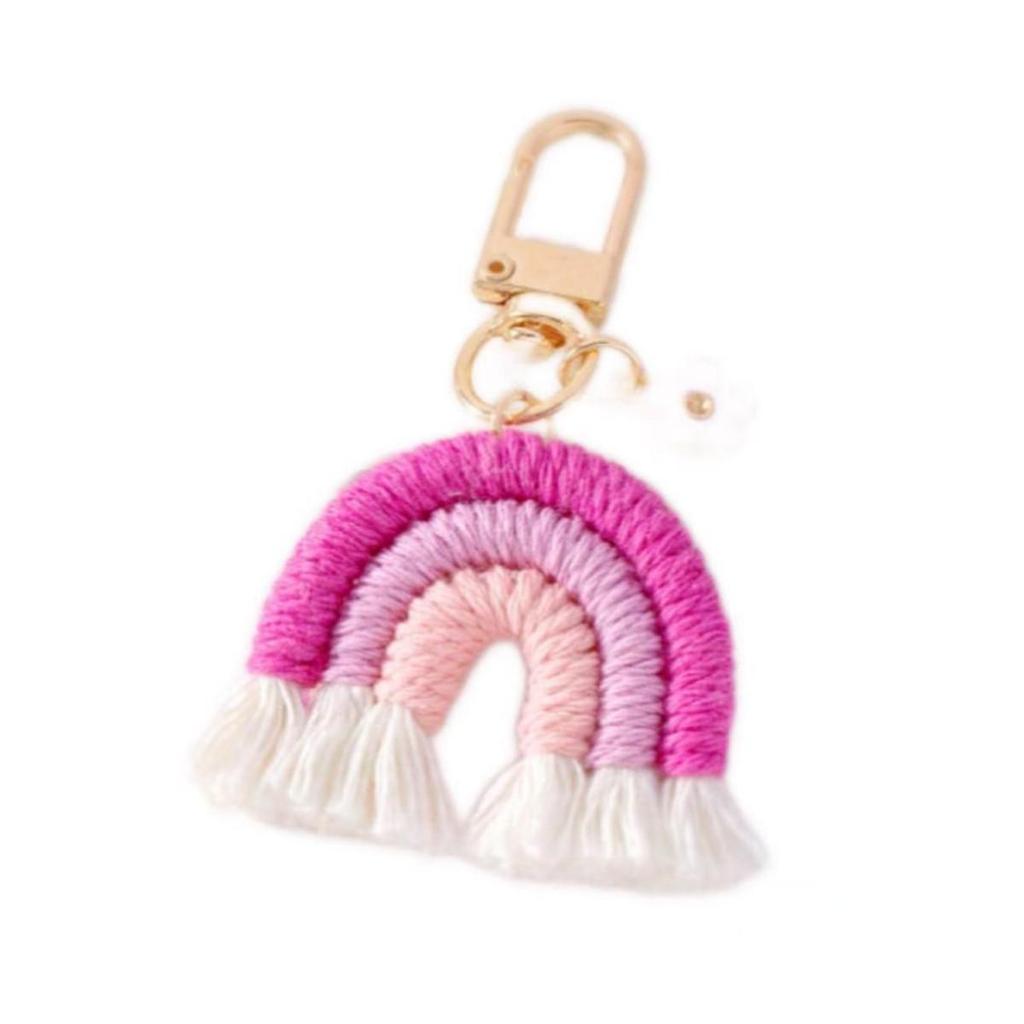 Hand-Woven Rainbow Keychain Pendant