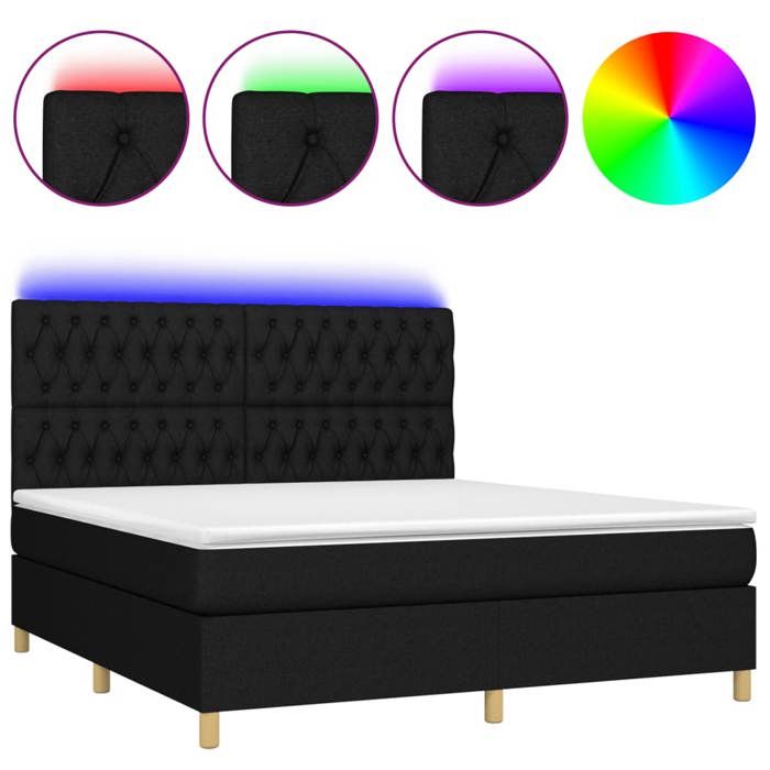 Maison Exclusive - Sommier à lattes de lit et matelas et LED Noir 160x200 cm Tissu