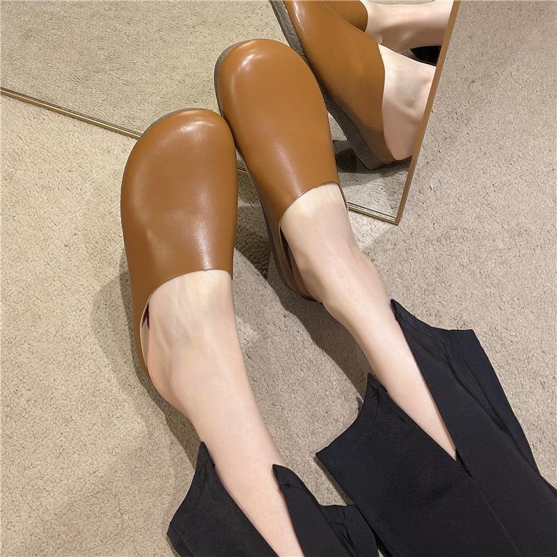 Тапочки Baotou, женская верхняя одежда, новинка 2024 года, весенне-летняя обувь с одной педалью, повседневные туфли с мягкой подошвой, обувь Muller