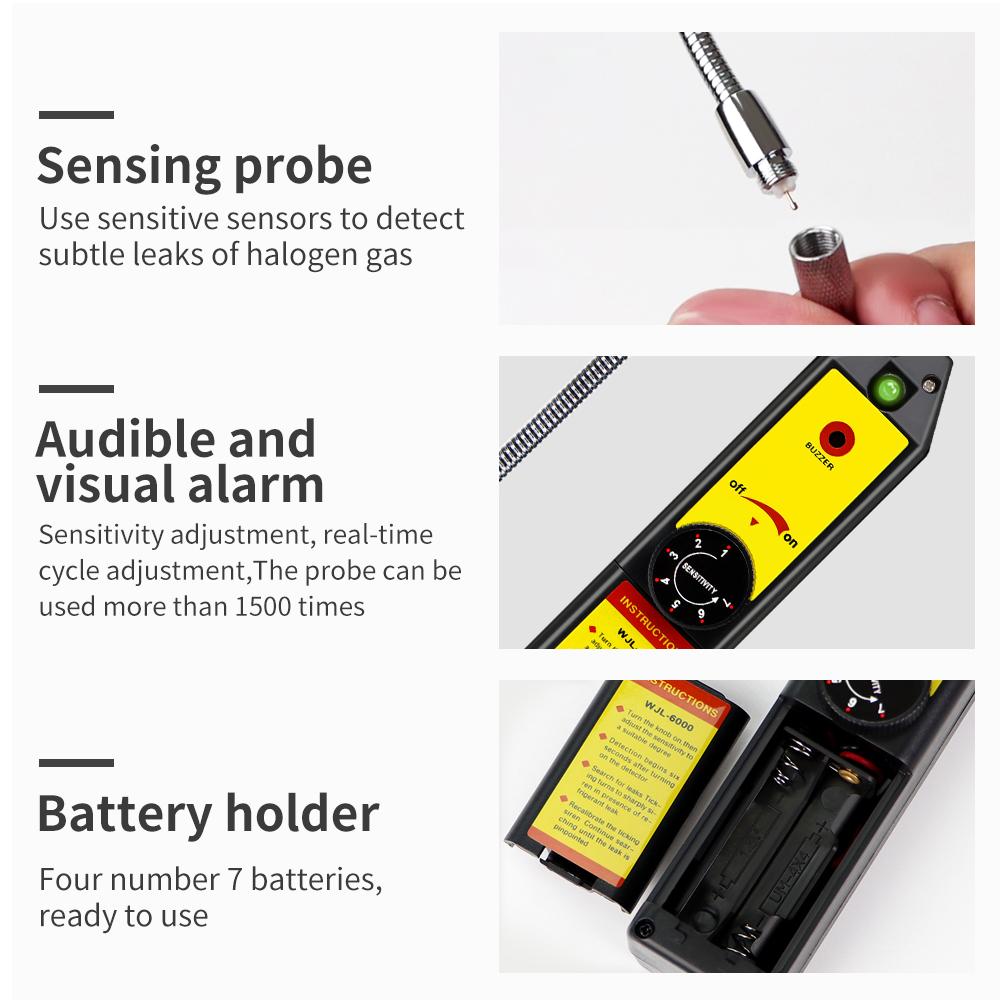 WJL-6000 Галогенный течеискатель R22a R410A R134A R4047A MP39 Детектор газа Анализатор фреона Тестер хладагента для кондиционирования воздуха