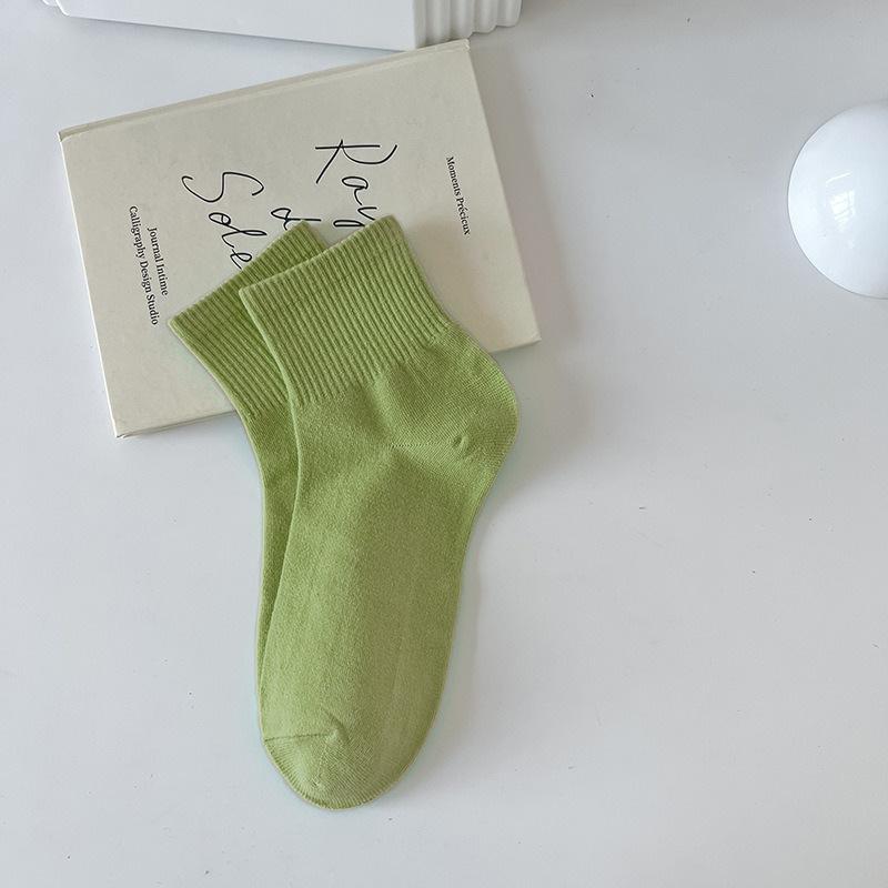 Женские спортивные носки из хлопка макаронных цветов - Дышащие, Влагоотводящие, Не скатывающиеся, Средней длины для весны и осени