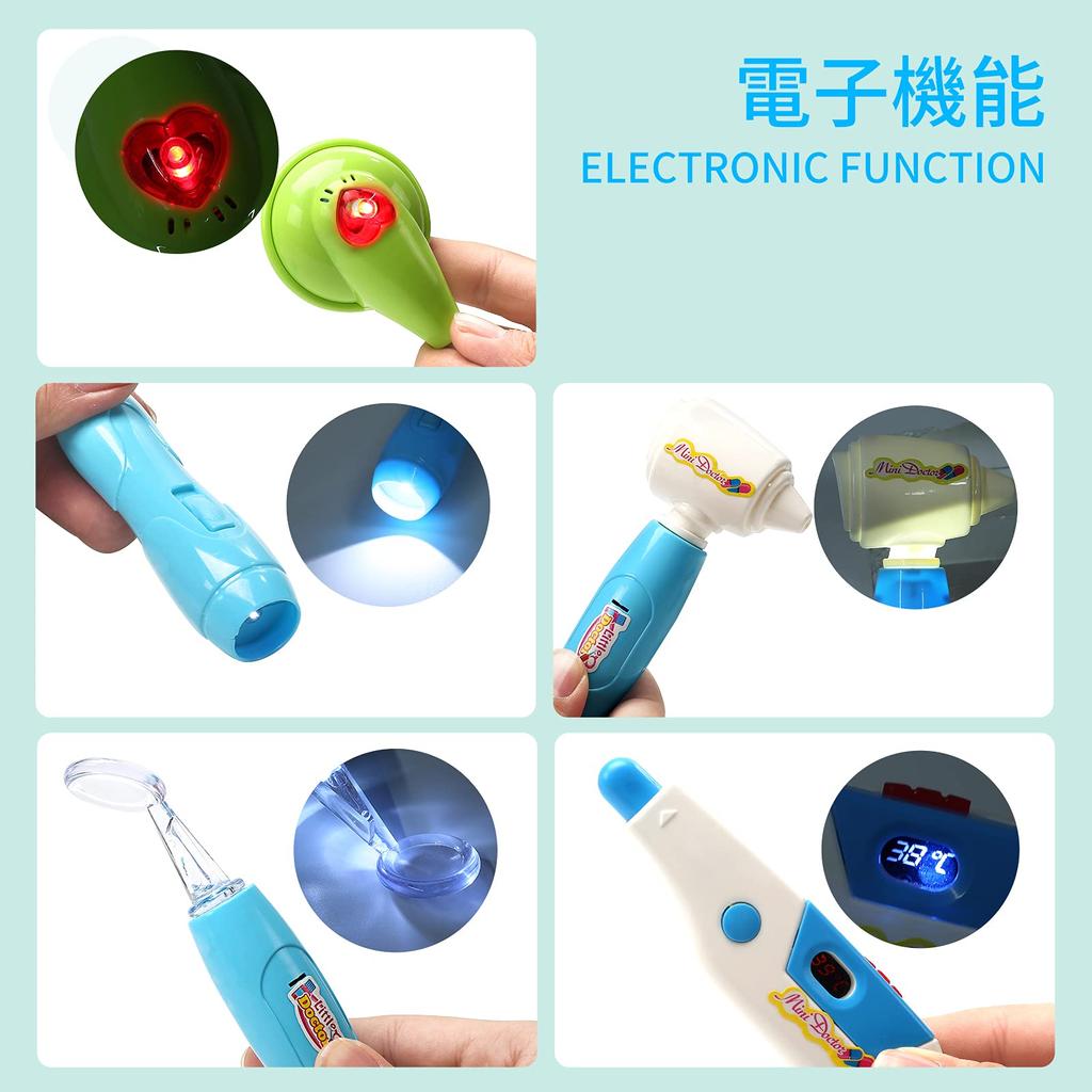 Cute Stone Doctor Set Toy Doctor Pretend Play Educational Toy 30 Piece Set Christmas Pretend Play Dentist Pretend Play Storage Case Included Light &