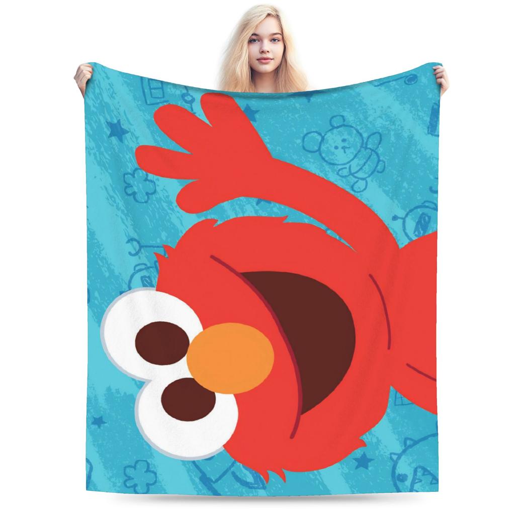 Sesame Street Cartoon Blanket Elmo Lovely Flannel Funny Breathable Throw Blankets for Bedding Lounge Textile Decor