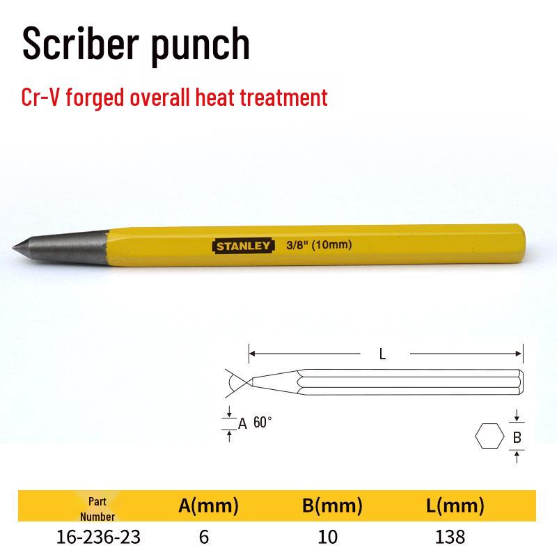 Stanley Punch Set: Center, Marking, Pilot, Pin, Cone, Pointed, Nail, Metal Striking, Locating