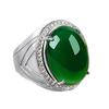 Fashion Domineering Green Chalcedony Ring Male Finger Accessories High-end 925 Silver Ring for Men Jewelry