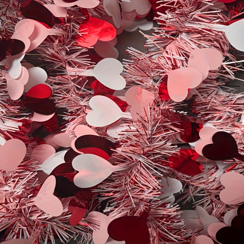 1pc - Red & Floral Wreath with Pink & Flowers,Durable Plastic Party Decorations for Christmas, Weddings, Valentine'S Day