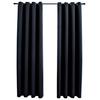VidaXL Blackout Curtains with Metal Rings 2 Pcs Black 140x225 Cm