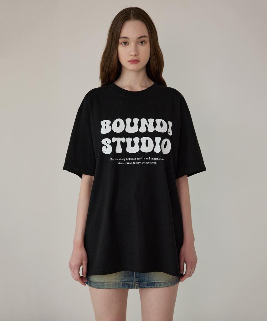 BOUNDARY Мягкая хлопковая оверсайз футболка с коротким рукавом Boundary Studio [Черный]