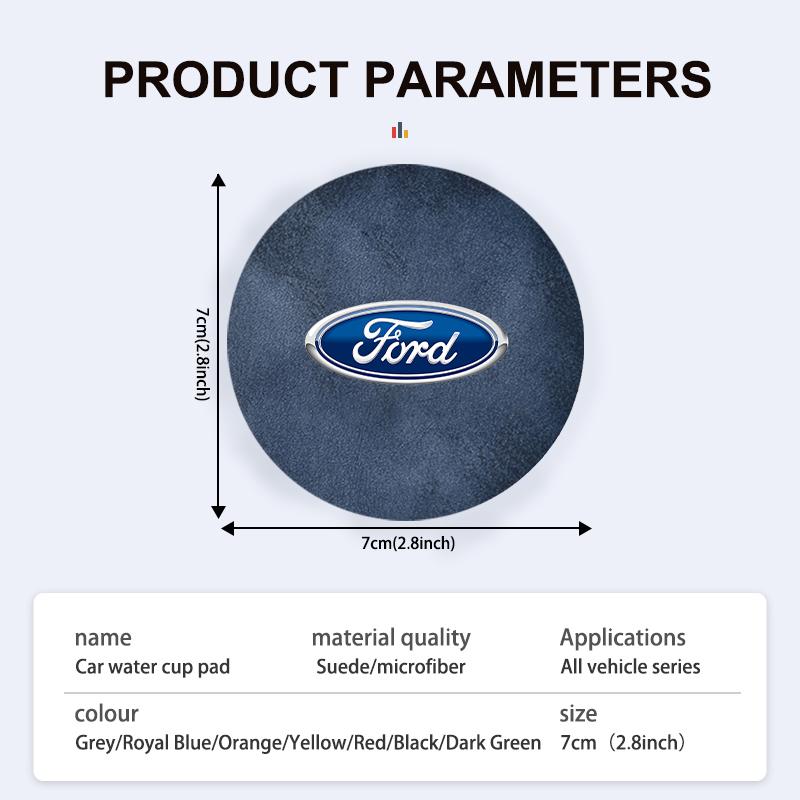PCKF8 2pcs Car Coaster Water Cup Holder Mat Anti-slip Pad Accessories For Ford Escape Ecosport Fusion Explorer Expedition Taurus