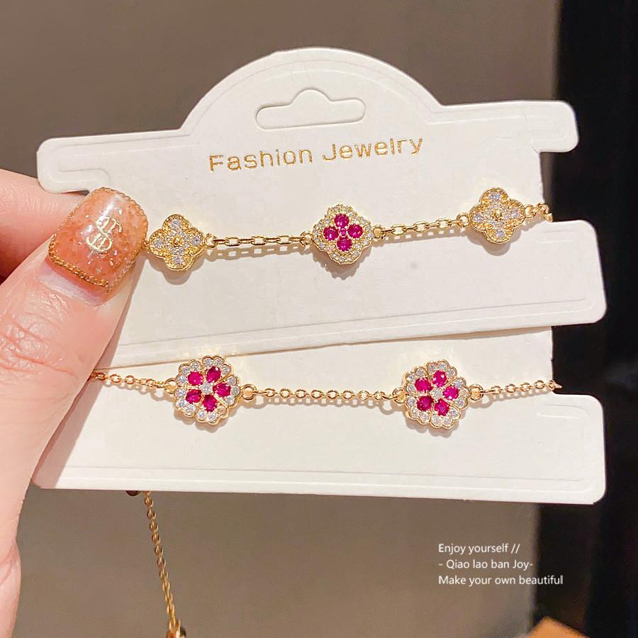 Позолоченный браслет-цветок с цирконами для женщин, подарок и модный аксессуар