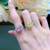 Благородное женское бриллиантовое кольцо S925 Silver High Carbon Diamond 5 Carat Square Poodle Yellow Powder Diamond Ring Impact Ring для женщин
