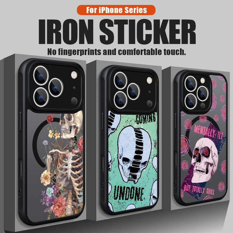 Креативный чехол для телефона с рисунком черепа, магнитный, для iPhone 17e 17 16 15 14 13 Pro Max 16e 11, для Magsafe, беспроводной зарядки, жесткий чехол