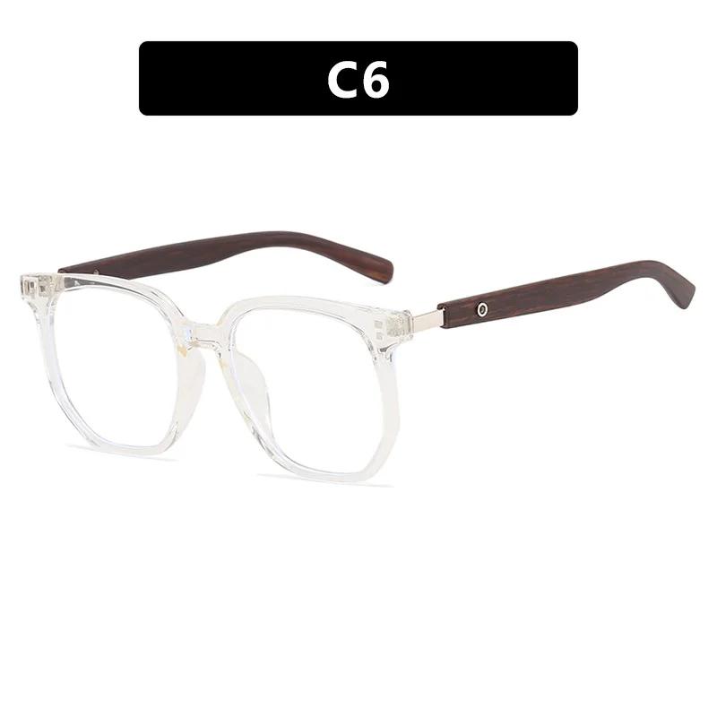 Квадратные мужские очки для близорукости с дужками под дерево и металлическими заклепками Очки для близорукости 0 -0.5 -1 -1.25 -1.5 -1.75 -2.0 До -6