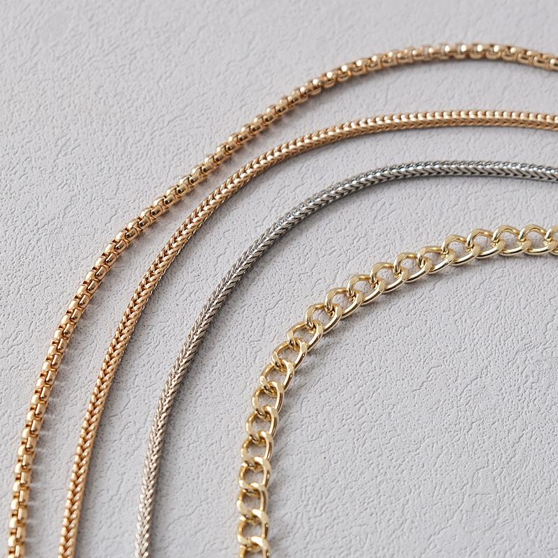 New Fashion Woman Handbag Accessory Chains Luxury Solid Gold Metal Bag Chain Strap Women Cute Clutch Shoulder Purse Accessory