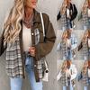 Autumn and Winter Denim Jacket Long Sleeved Checkered Button Down Shirt Jacket Top