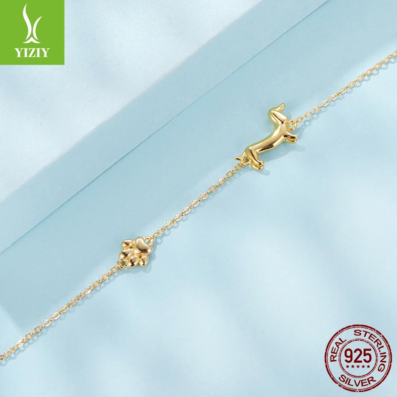 Браслет для собаки таксы женский, простой и милый браслет из стерлингового серебра S925 с животным, ювелирное изделие