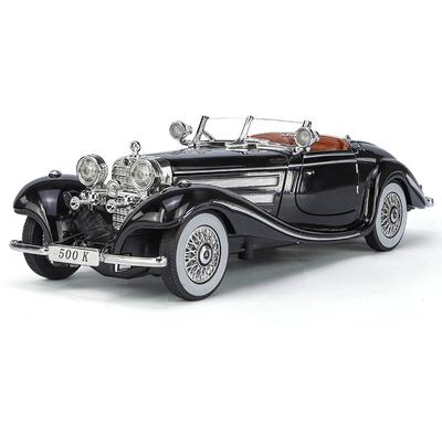 1/24 Benz 500K Винтажная модель автомобиля Литой сплав Моделирование Коллекция Транспортных средств со Звуком Свет Функциональные Подарки Мальчики День Рождения