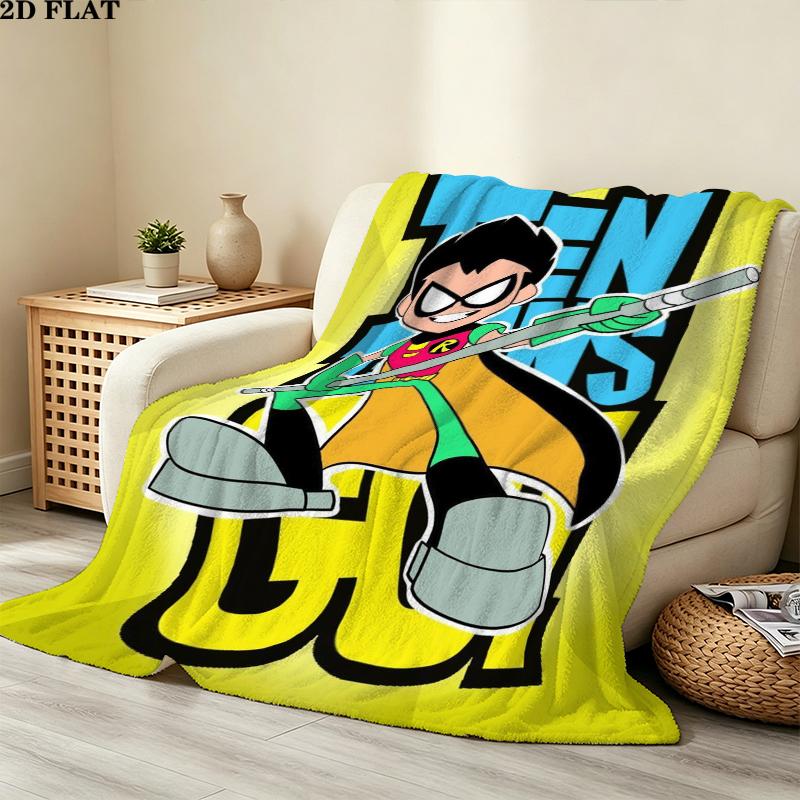 Teen Titans Print Flannel Blanket, High quality Comfortable for All Seasons, Home Decor, Warmth and Comfort, Perfect for Christmas Gifts