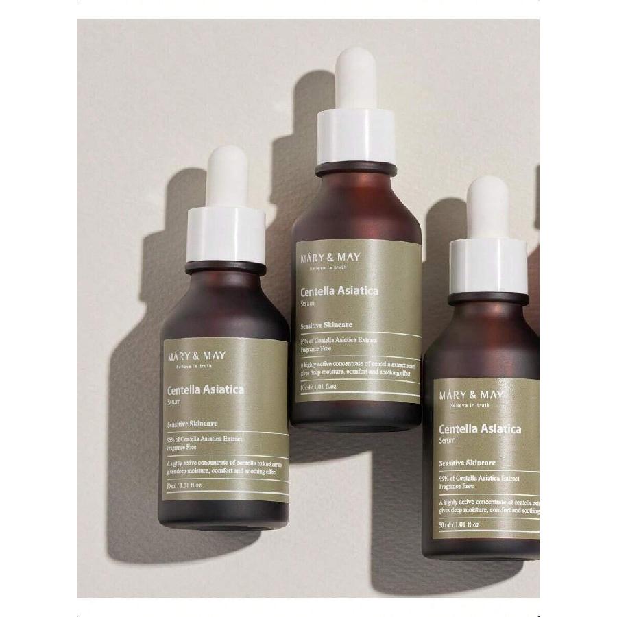 Сыворотка для лица Mary&May Centella Asiatica 30 мл - 95% экстракта центеллы азиатской для мгновенного успокоения кожи, регенерации и повышения эластичности - Корейская сыворотка для лица