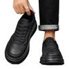 Летние черные кожаные туфли в стиле business casual, ощущение кед, спортивная платформа, обувь для увеличения роста
