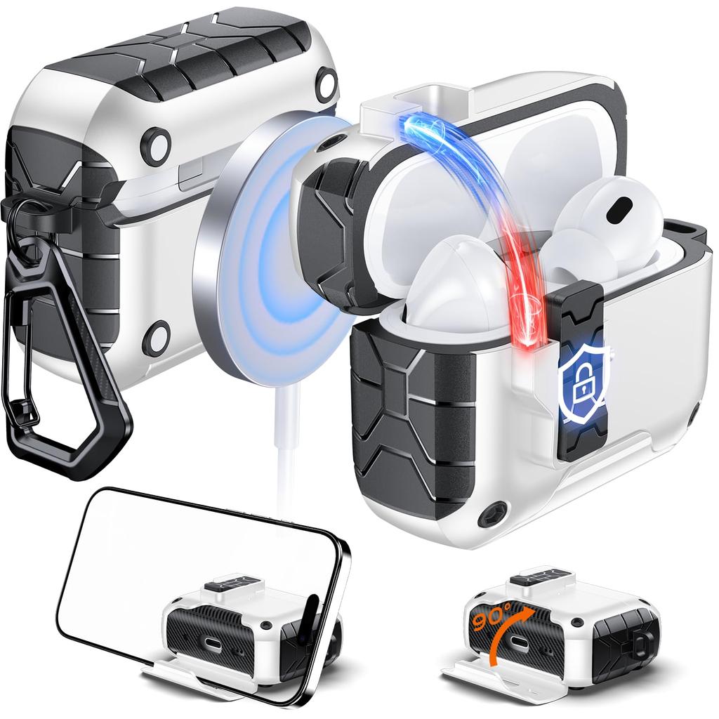 Прозрачный чехол для AirPods Pro 3, чехол-подставка для телефона с предохранителем, конструкция крышки с автоматическим открыванием, с крышкой для чистящего карандаша для AirPods Pro 3