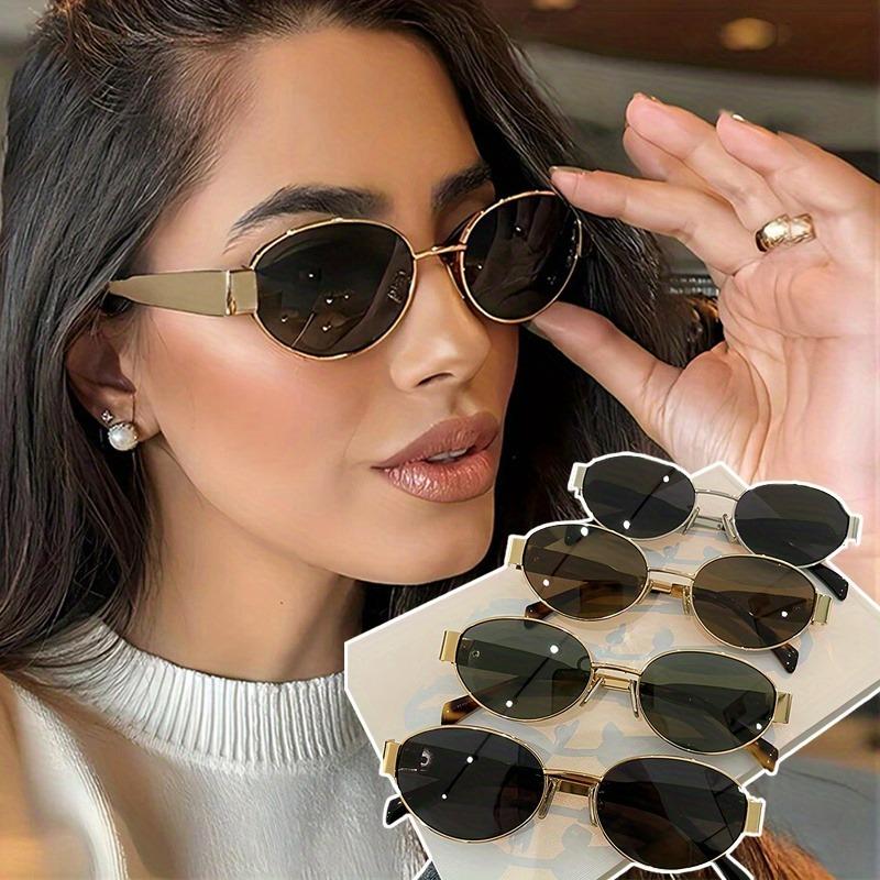 2 ШТ. Корейские Ретро Металлические Овальные Очки Женские Солнцезащитные Очки Мужские Маленькая Оправа Устойчивые к УФ-излучению Очки для Защиты от Солнца на Открытом Воздухе