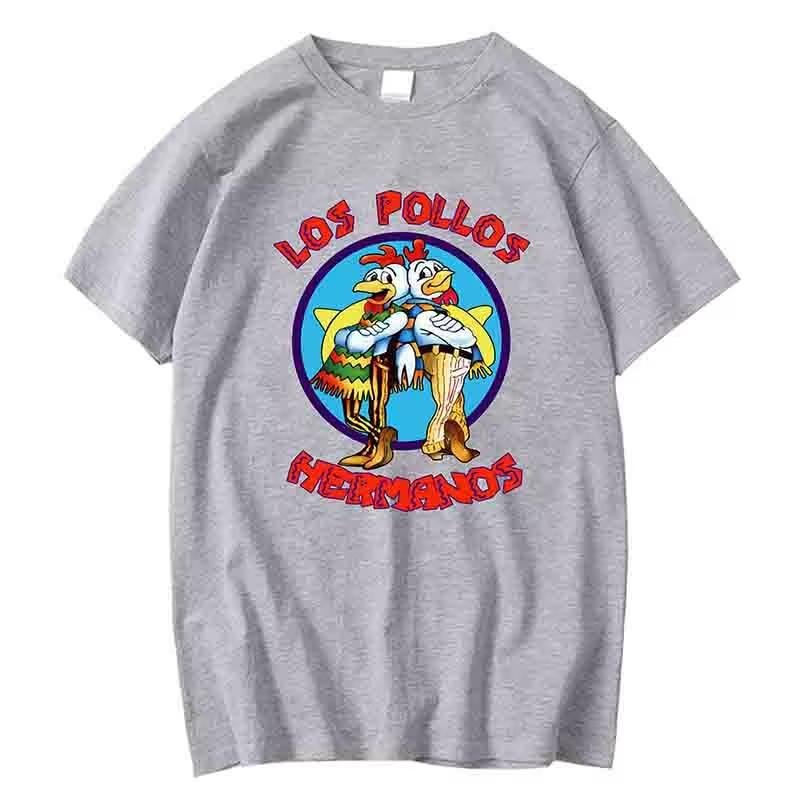LOS POLLOS Hermanos Смешная футболка с принтом Мужская Модная Повседневная с короткими рукавами Летняя Хлопковая Дышащая Футболка Братья-куры Футболки
