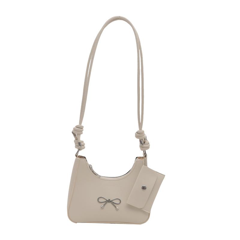 Сумка-мешок с бантом подмышкой женская 2024 новая простая сумка-ведро для поездок на работу высококачественная фактурная сумка-мессенджер через плечо tide