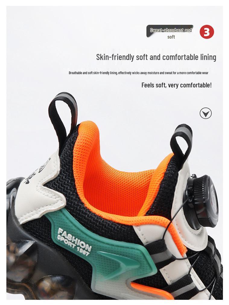 Детские дышащие сетчатые спортивные кроссовки для мальчиков на весну/лето с вращающейся кнопкой