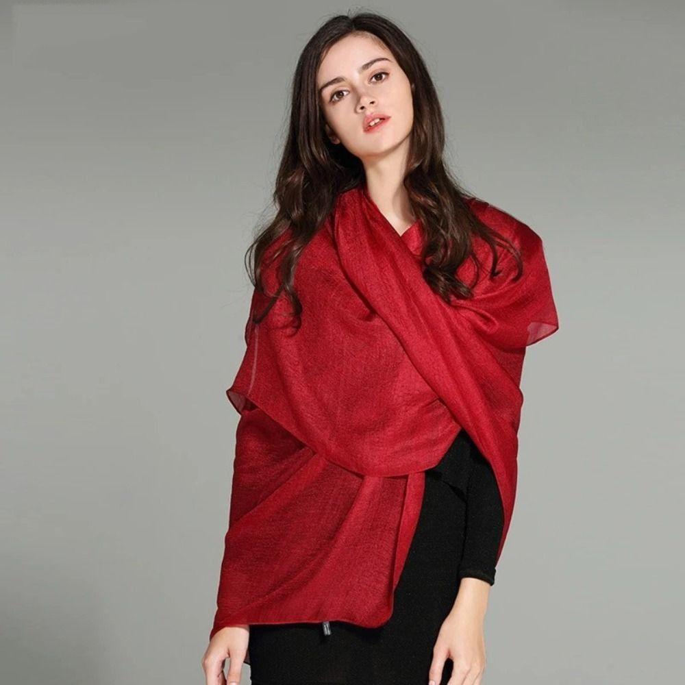 Pure Color Women Plain Scarf Head Wrap Plus Size Hijab New Female Sunscreen Shawl