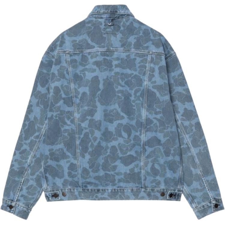 Carhartt WIP Джинсовая куртка с длинным рукавом и пуговицами, камуфляжный принт, мужские куртки I033766-2I2-35