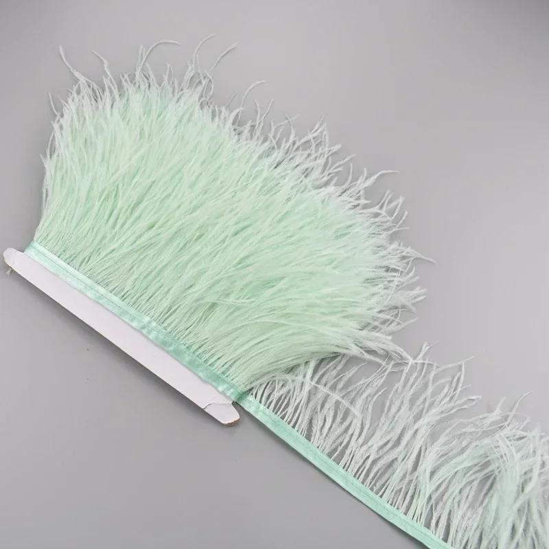 Feather1Meter Страусиные перья на ленте 10-15 см Белая перьевая бахрома-кисточки Отделка Боа Швейные принадлежности Аксессуары для одежды Свадьба