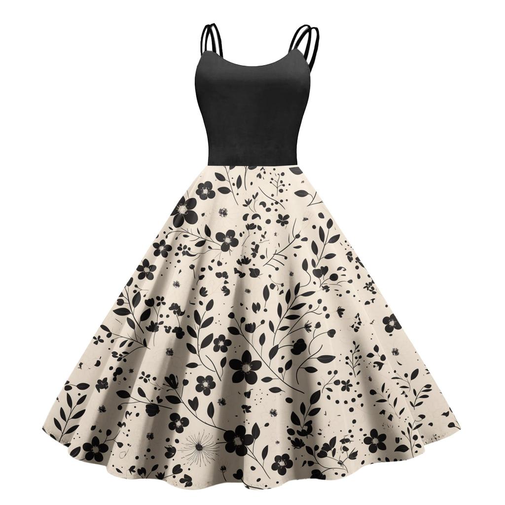 Women's Casual Fashion Print Sexy Off Shoulder Punk Retro Dress Retro Dress Dress