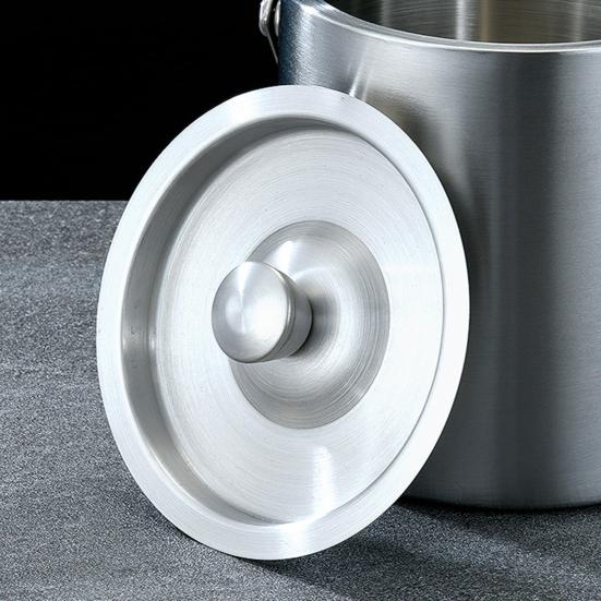 Ведро для льда из нержавеющей стали, портативное, двухслойное, с изоляцией, с ручкой, можно использовать в морозильной камере, охладитель для напитков