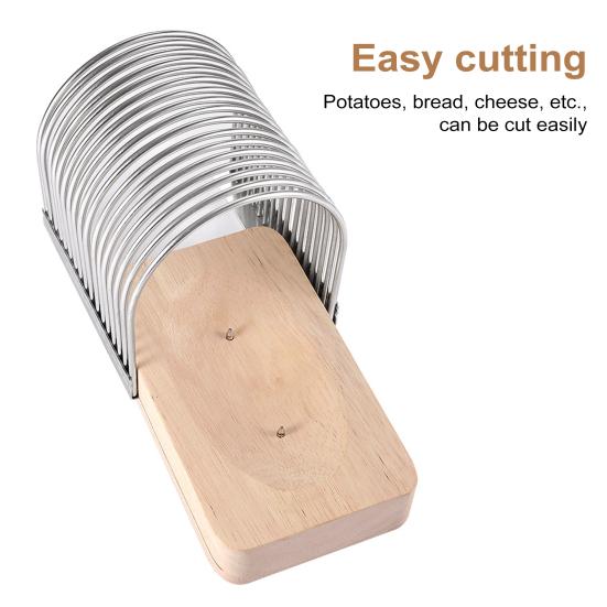 Bread Slicer with Crumb Tray Adjustable Width Stainless Steel Wood Foldable Loaf Cake Cutting Guide Homemade Bagels