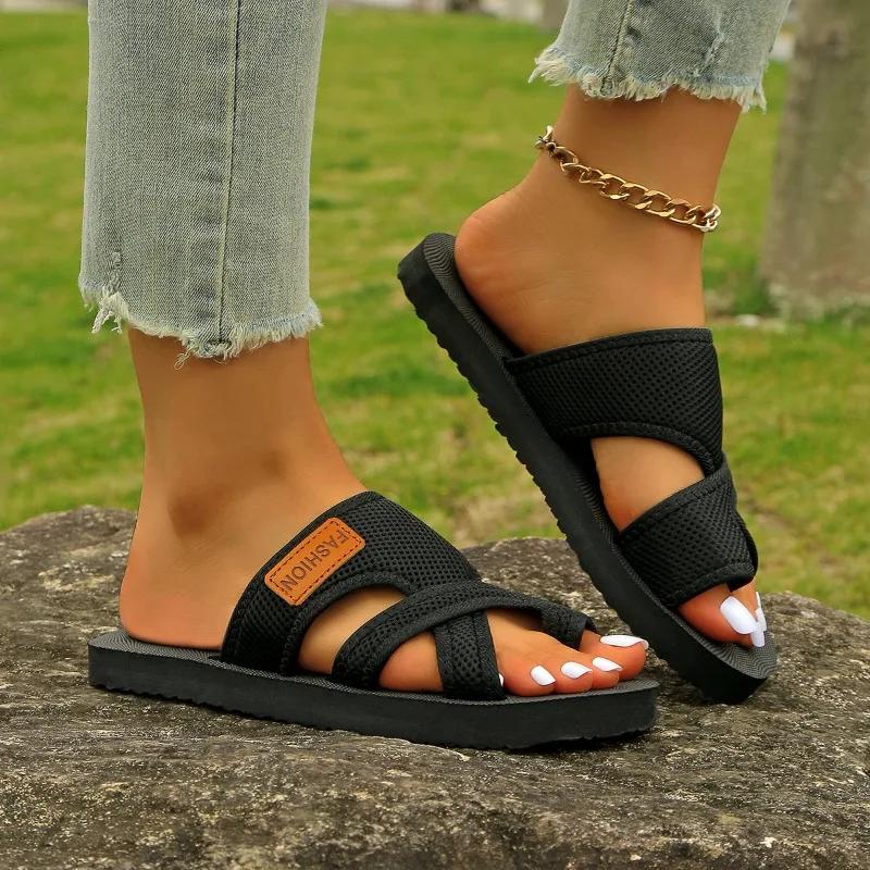 Fashion Ladies Shoes 2025 Fashion Pinch Toe Women's Slippers New Air Mesh Daily Slippers Women Summer Plus Size Flat Slippers Zapatos