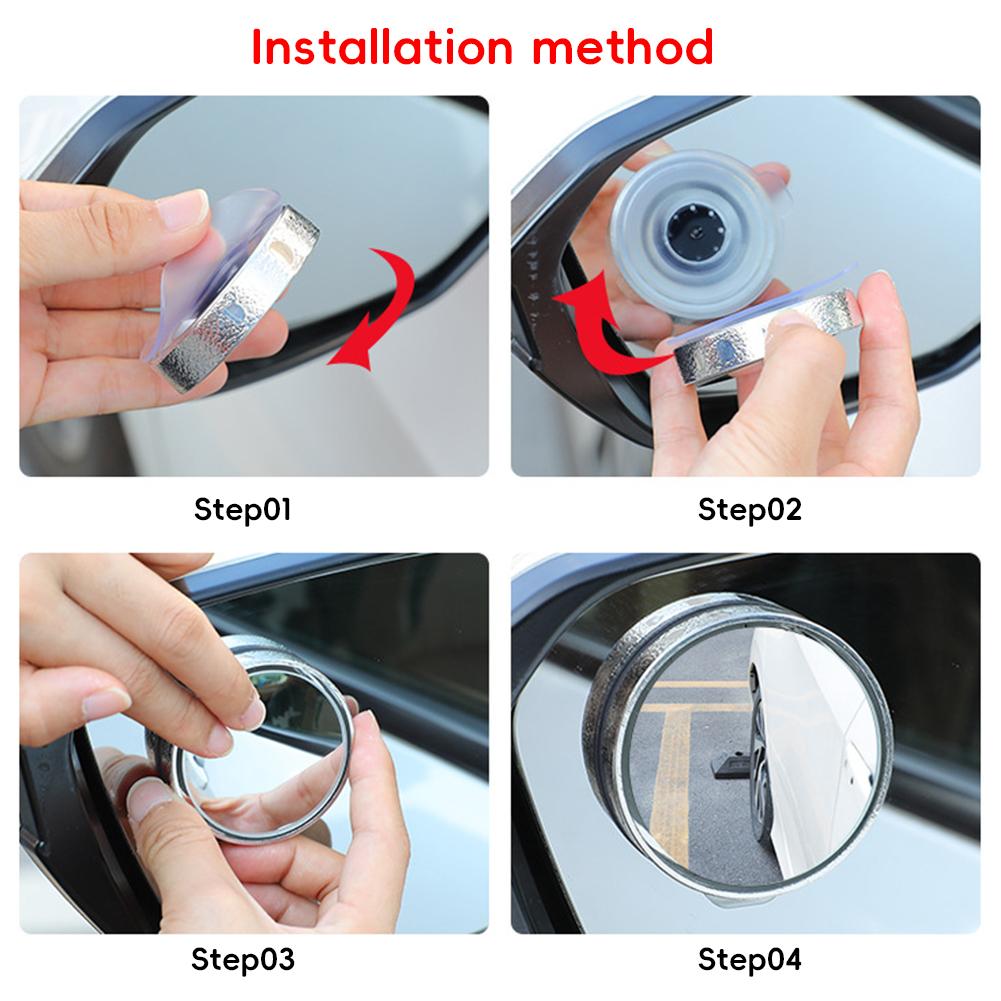 2 шт. вращающееся на 360° зеркало заднего вида для слепых зон автомобиля с широким углом обзора, регулируемое круглое зеркало с присоской, выпуклое зеркало