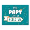 [A3616] - Blue 'Papy' Ceramic Magnet (with Grandpa It's the Good Life) - 8x6cm