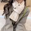 Women's Retro Elegant Cold-proof Windproof Warm Outdoor Scarves Autumn Winter Casual Versatile Scarves with Two Buttons