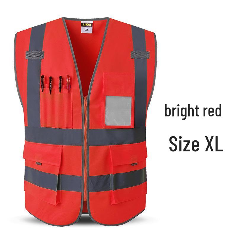 LIKAI Reflective Safety Vest - High-Visibility Construction Traffic Gear, Customizable Fluorescent Workwear.